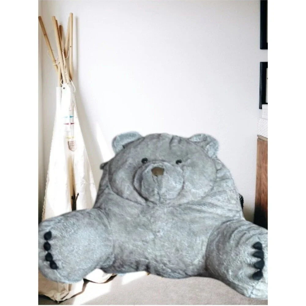 Large Plush Gray/Tan Brown Bear Floor TV Pillow Super Soft
